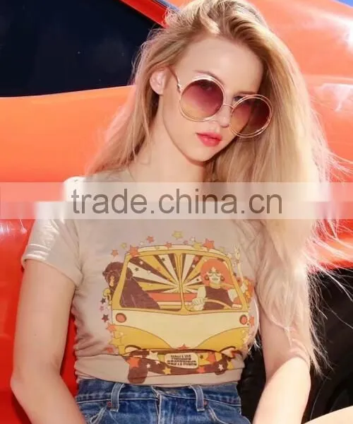 Runwaylover 134 Hot Sale 2017 Ladies Fashion Short Sleeve Printed T-Shirts photo-2