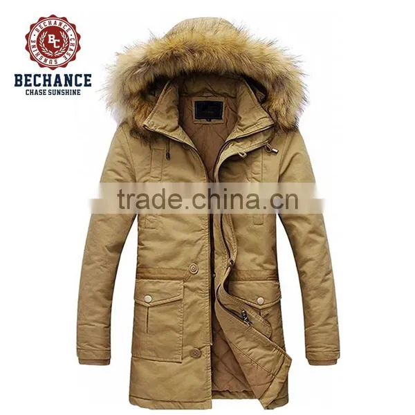 2016 Men's Fashion Winter Long Thicken Padded Jacket Outwear Overcoat With Detachable Fur Hood for Wholesale Clothing photo-3