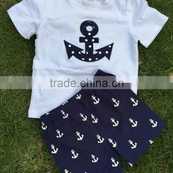 2015 New Arrival Anchor Print Shorts Boy Short Set Summer Short Outfit Sets photo-2