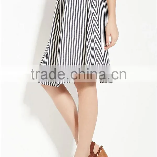 Hot Selling Pleated Waist Contemporary Stripe Lady Skirt Women a Line Skirt 2016 photo-3