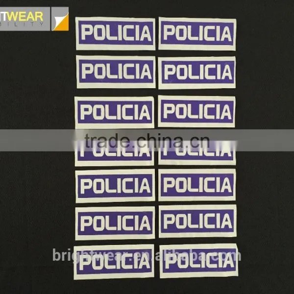 Relfective Policia or Chest Reflective Letter Reflective Words be Heated on Vest for Spain Market photo-3