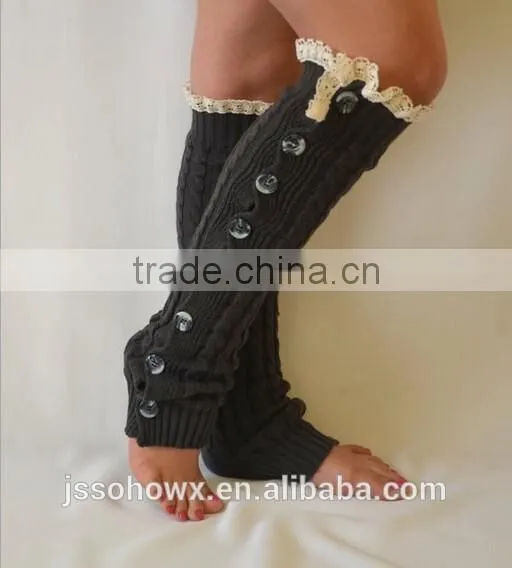 2014 Wholesale Hot Sale Open Knit Lace Trim Knitted Leg Warmer photo-2
