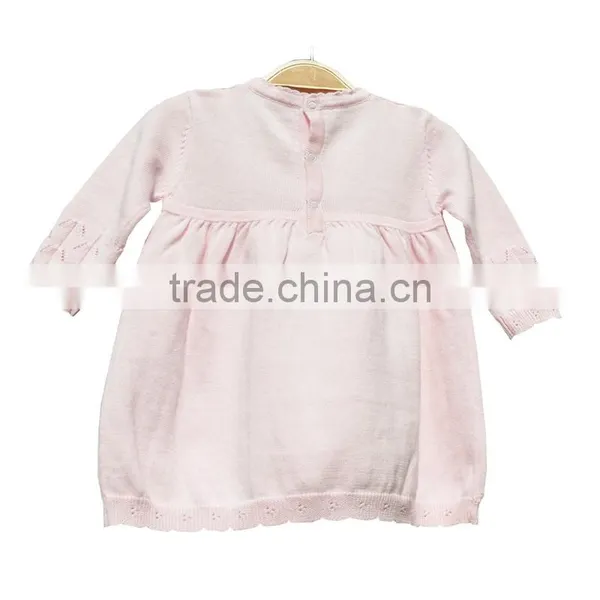 Round Neck Cardigan Cotton Knitting Baby Girl Sweater Dress photo-2