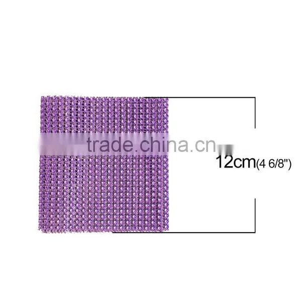 Plastic Mesh Jewelry Rhinestones Purple Round 12cm photo-2
