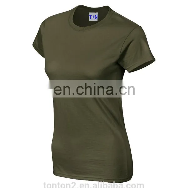 Fashion 100 Cotton Custom Design Army Green t Shirt Women Clothing photo-5