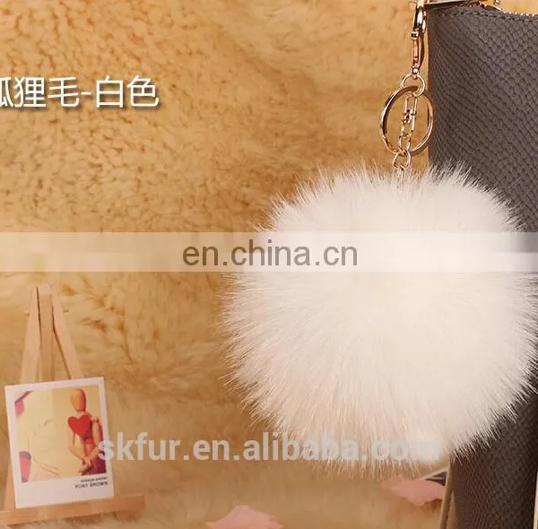 Colorful Faux Fur Pompom Keychain photo-2