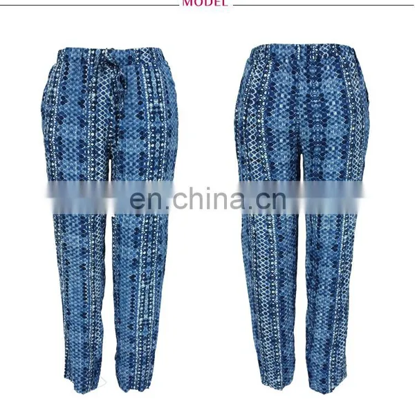 New Fashion Casual Blue Snakeskin Print Loose Fitting Long Women Pants photo-3