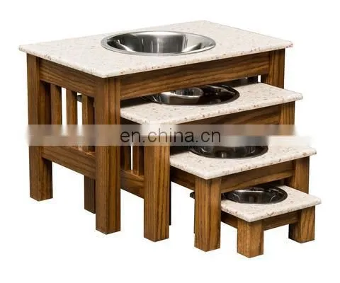Wooden with Stainless Steel bowls for pets