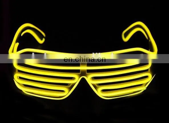 EL Glasses El Wire Fashion Neon LED Light Up Shutter Shaped Glow Sun Glasses DJ Bright SunGlasses
