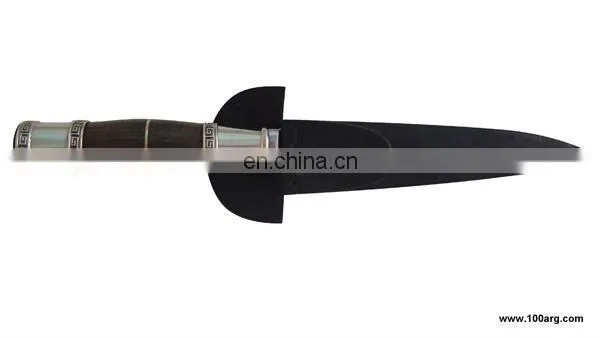 KNIFE IN WOODEN DETAILS AND NICKEL SILVER, SHEATH LEATHER. 14CM SCHMIEDEN