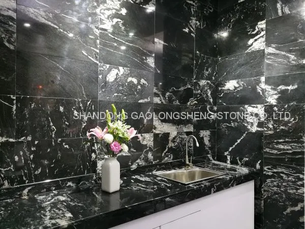 Royal Ballet,black Landscape Granite, Black Waves Granite,black Granite Wall Pavings,worktop,background Wall