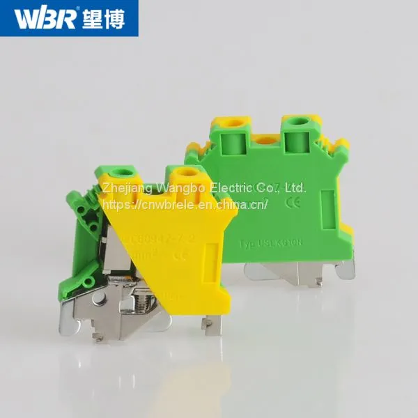 Yellow-green Ground Terminal USLKG10 Cable Connector DIN Rail Terminal photo-4