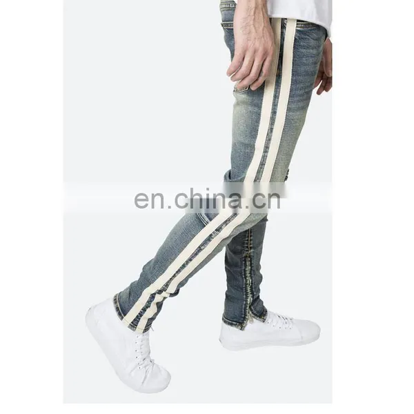 DiZNEW FABRICS CUSTOM WHITE SKINNY TRACK PANT JEANS FOR MEN photo-2