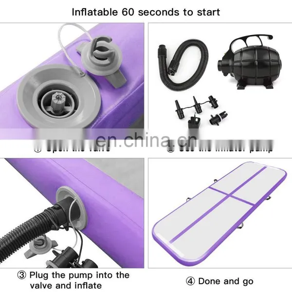 Inflatable Gym Air Track Purple Gymnastics Tumbling Mat With Free Air Pump photo-6