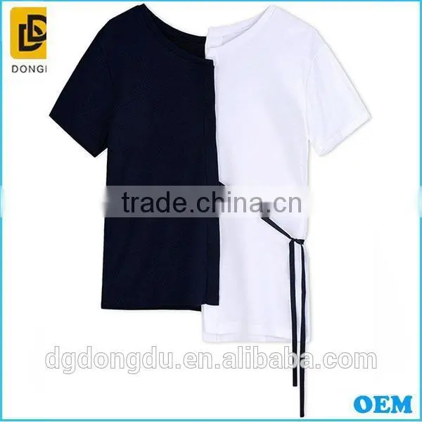 2016 Black and White Stripe Casual T-shirt With Short Sleeves photo-2