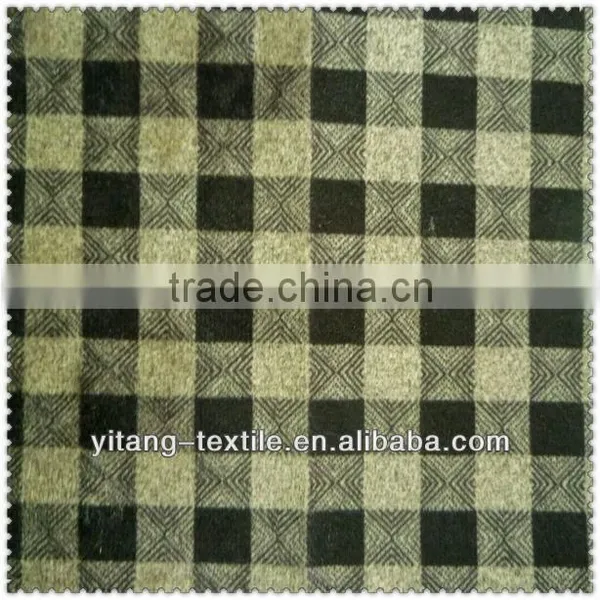 Check Printed Flocked Velvet Fabric