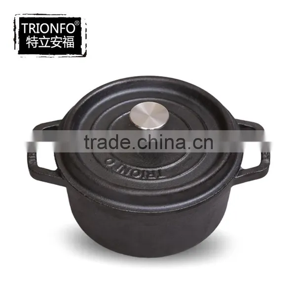 TRIONFO Pre-seasoned Round Black Storing Cast Iron Pots