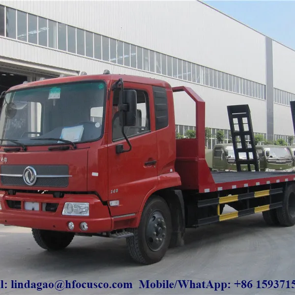 10 Ton Dongfeng Flatbed Truck For Excavator Transport photo-3