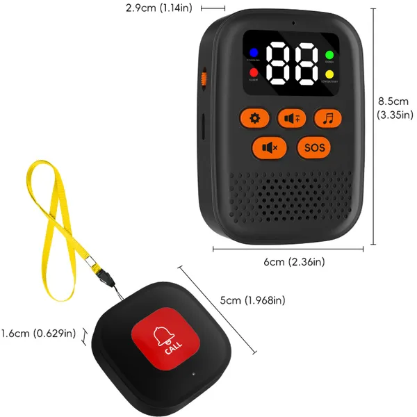 Wireless Emergency Call System, Digital Display Caller, Flashing Vibration Doorbell, Convenient Emergency Caller, One by One（Wechat:13510231336）