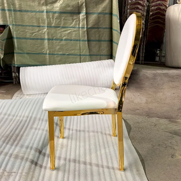 Modern Iron Banquet Party Event Wedding Furniture Rental Fancy Gold Hotel Round Back Stackable Dining Chair Cheap Price photo-3