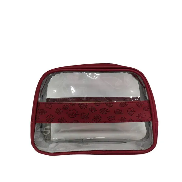 Floral Embossed Clear Cosmetic Bag,