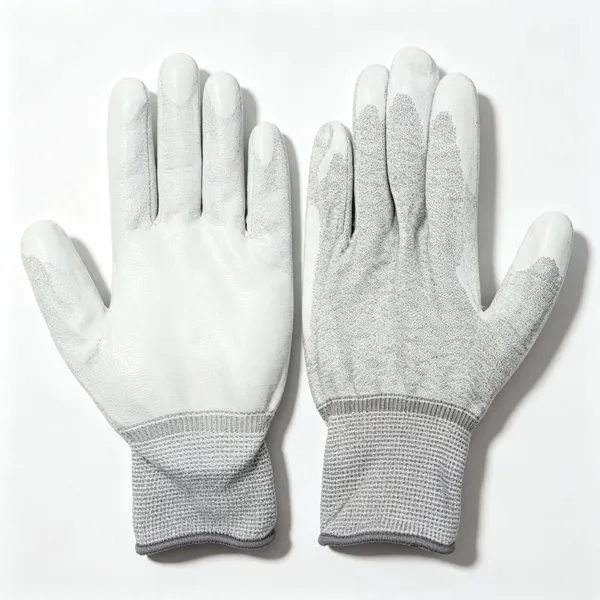 Proshield Work 13 Gauge Polyester Carbon Fiber Anti-Static White PU Palm Coated Work Gloves, ESD Safe Precision Handling Gloves