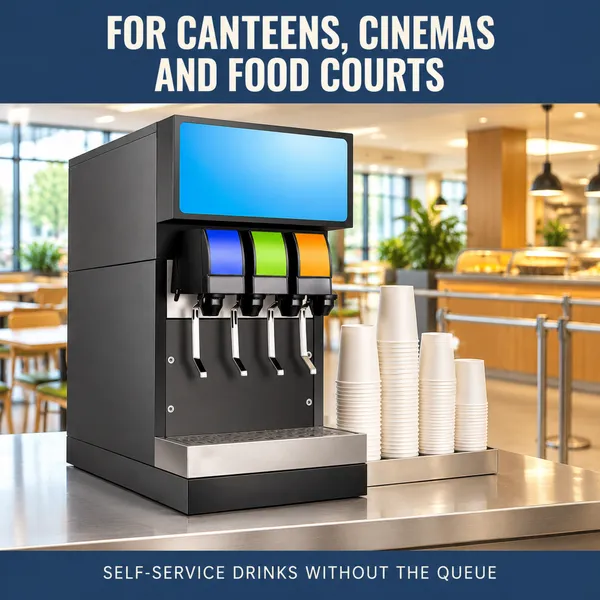 Soda-04 Four Valve Soda Dispenser 50kg 220V 1-6C Stainless Steel Cold Drink Dispenser for Milk Tea Bar and Bakery Shop Use