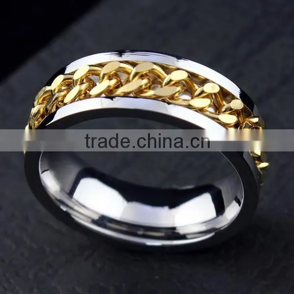 Gold Color Chain Design Stainless Steel Ring photo-2