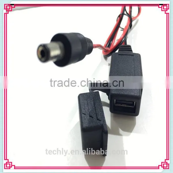 New Red /Black Of Cable Male DC 5.5x2.1 To 2.0 Female USB Power Cable photo-5
