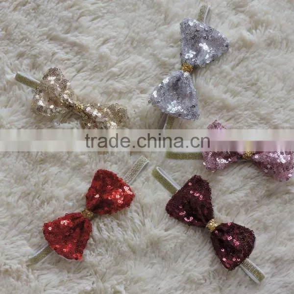 2016 Sequined Colorful Baby Girls Hair Accessory Big Bow Style Sparkling Kids Headbands photo-2