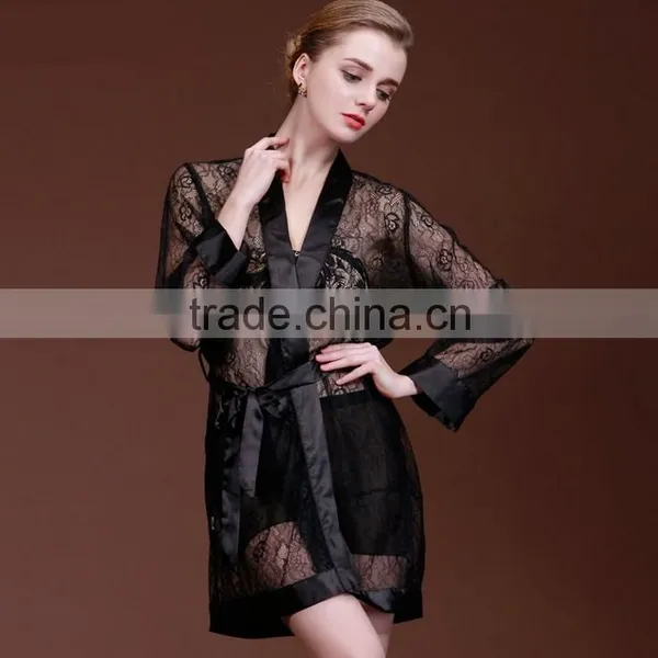 Hot Womens Sexy Pajamas Satin Lace Silk Soft Nightdress Sleepwear photo-2