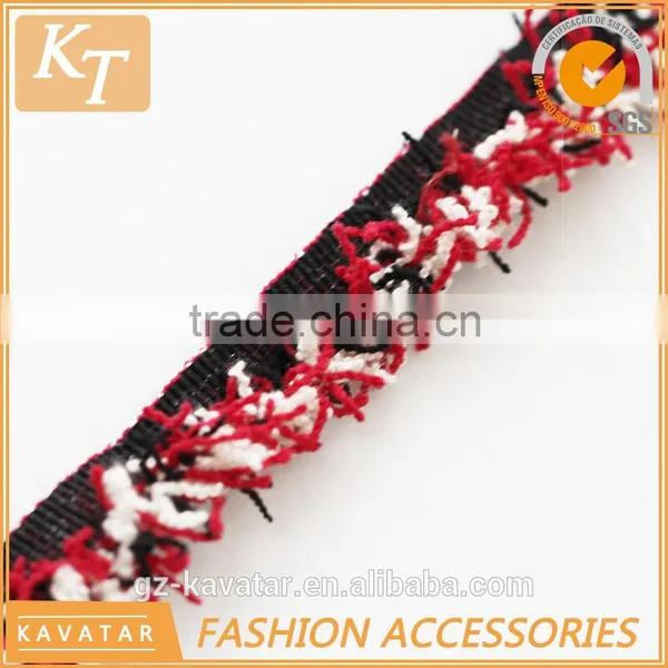 Colorful Cotton Brush Fringe Trim With Black Band photo-4