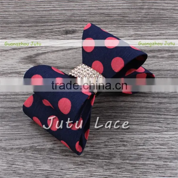 Newest Glitter Crystal Elastic Hair Headbands- Polka Dot Hair Bow Headband-satin Rhinestone Bow Hair Band photo-2