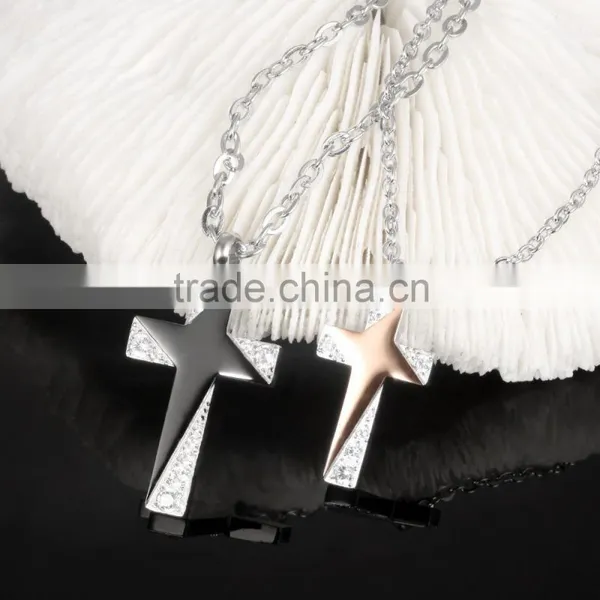 2016 Simple Gold Pendant Design Stainless Steel Star Necklace With Cross for Wedding Gifts photo-2