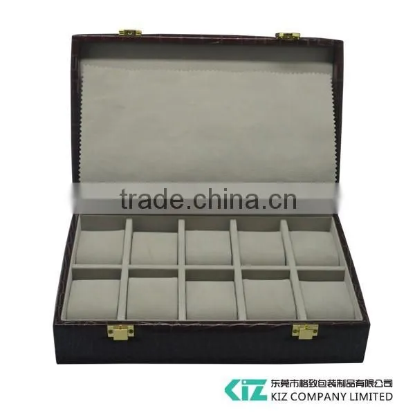 Portable Wooden Storage Watch Box Crocodile Leather photo-6