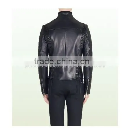 Biker Leather Jacket Black Shinny Color photo-2