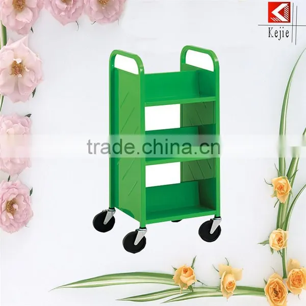 New Design Wheeled 3 Tier Metal Hand Trolley Rolling Book Cart With Great Price photo-6