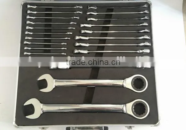 22 Pcs Aluminium Case Combination Ratchet Wrench Tool Set photo-3