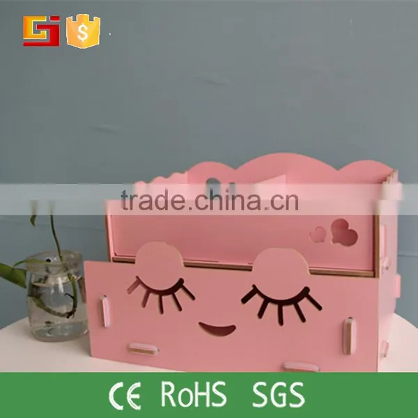 Wholesale Pretty Pink Handmade Houseware Fold Female Storage Comestic Box & Organizer for Living Room photo-2