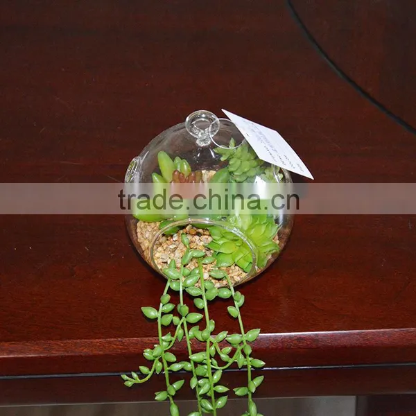 Artificial Succulent Plant Glass Globe Hanging Terrarium photo-2
