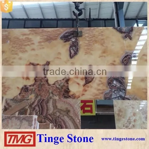 Elegant Bookmatch Red Dragon Onyx Marble Tile For Interior Decoration photo-3