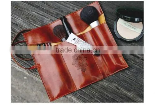 Vintage Retro Roll Leather Make Up Cosmetic Pen Pencil Case Pouch Purse Bag photo-4