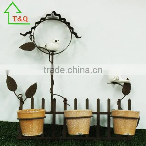 Large Metal Ceramic Heart Bird Plant Pots Garden photo-2