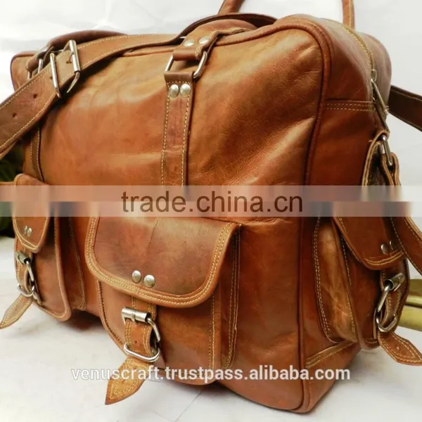 Pure Leather Weekend Bag/genuine Leather Travel Bag/real Leather Luggage Bag photo-3