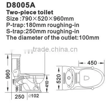 Hot Sale Bathroom Ceramics Decorated Color Two Piece Toilet photo-2