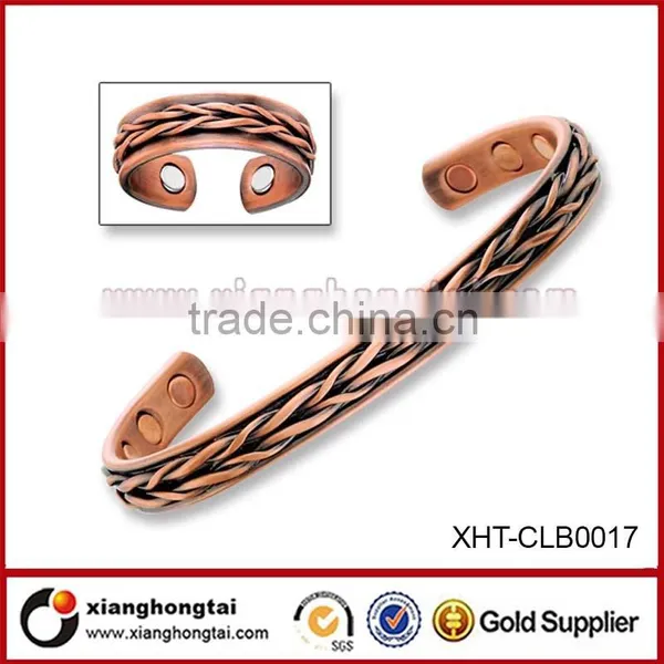 Wave Design Copper Mens Wire Bangle