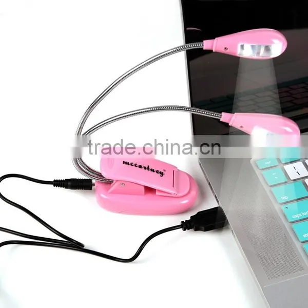 Rechargeable LED Travel Light Gooseneck 4 LED Flexible Eye Care Dimmable Clip LED Book Lamp Dual Head photo-3