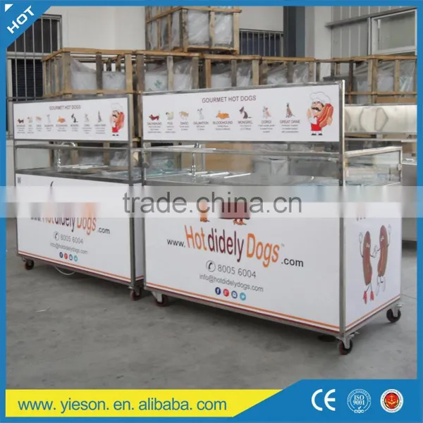 304 Stainless Steel Hot Dog Trolley Mobile Hot Dog Carts Food Cart for Sale photo-4