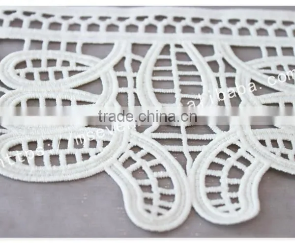 High Quality 13.5cm Width Water Soluble Polyetser Crochet Trim in White photo-5