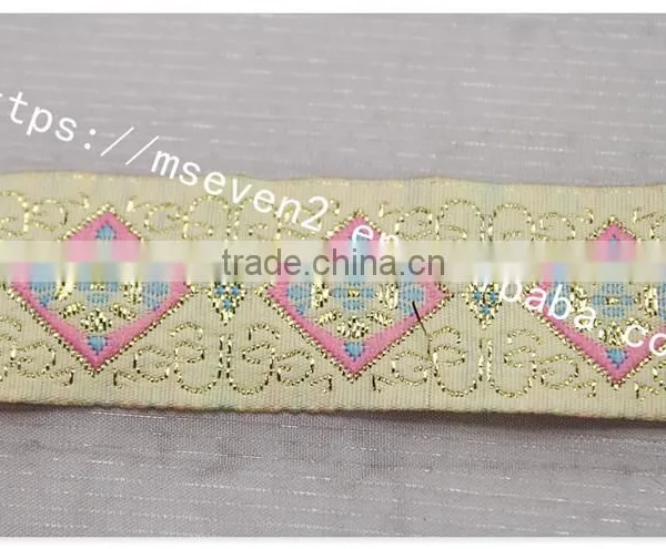 Hot Selling 2.5cm Width Gold Yarn Embroidery Webbing Belt for Garment photo-3